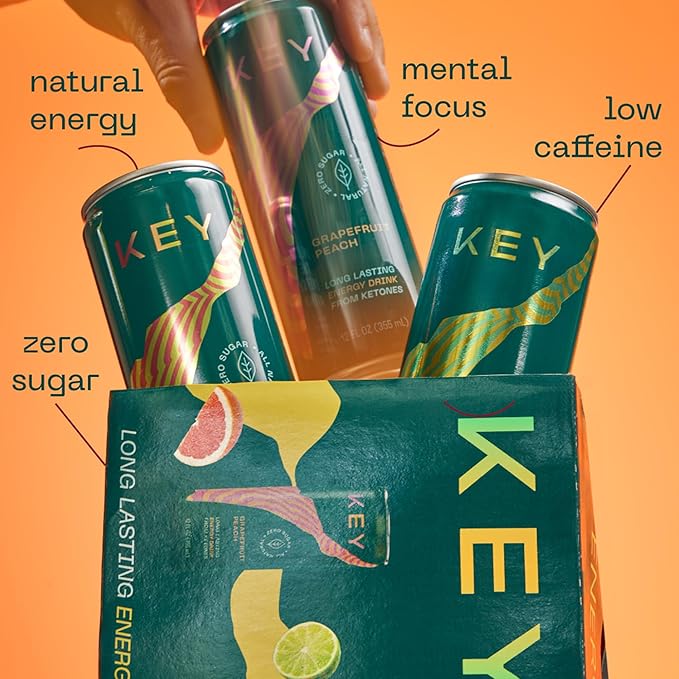 KEY Ketone Energy Drink - Sugar Free and All Natural from Ketones for Long Lasting Energy and