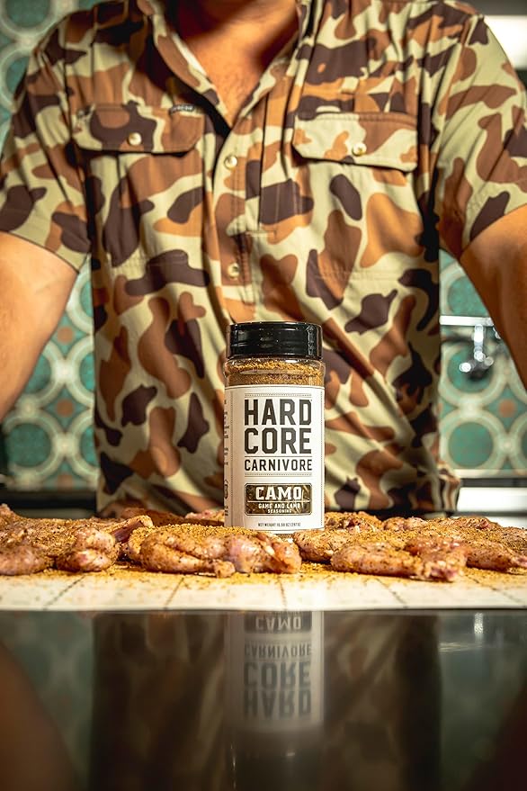 Hardcore Carnivore Camo - Wild Game and Lamb Seasoning (10.5 oz Shaker) Bold Texas-Made Spice Blend