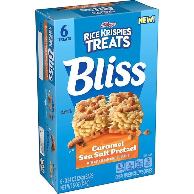 Rice Krispies Treats Bliss Crispy Marshmallow Squares, Snack Bars, Caramel Sea Salt Pretzel (6