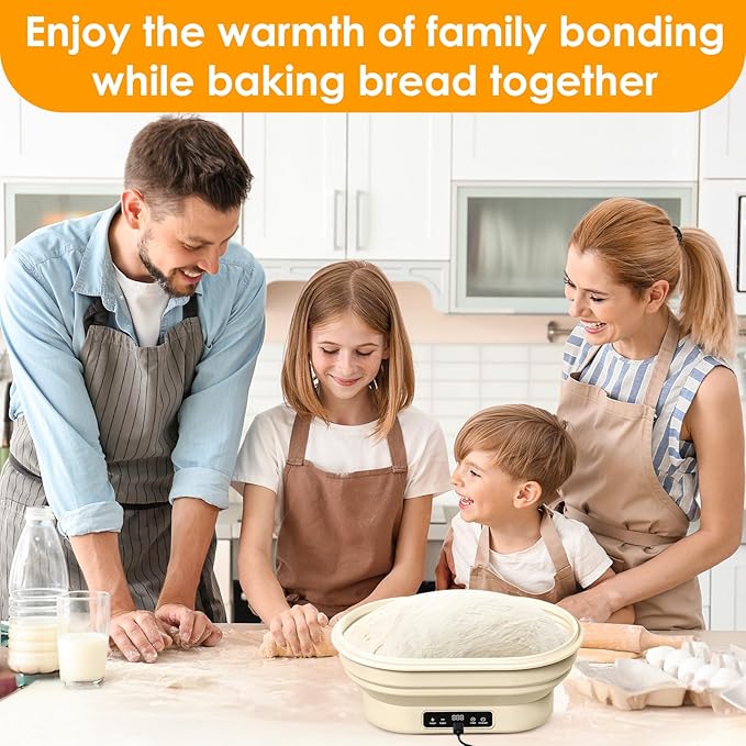Heating Sourdough Bread Proofing Basket,Digital Display Bread Proofer with 6 Temperature Settings/7