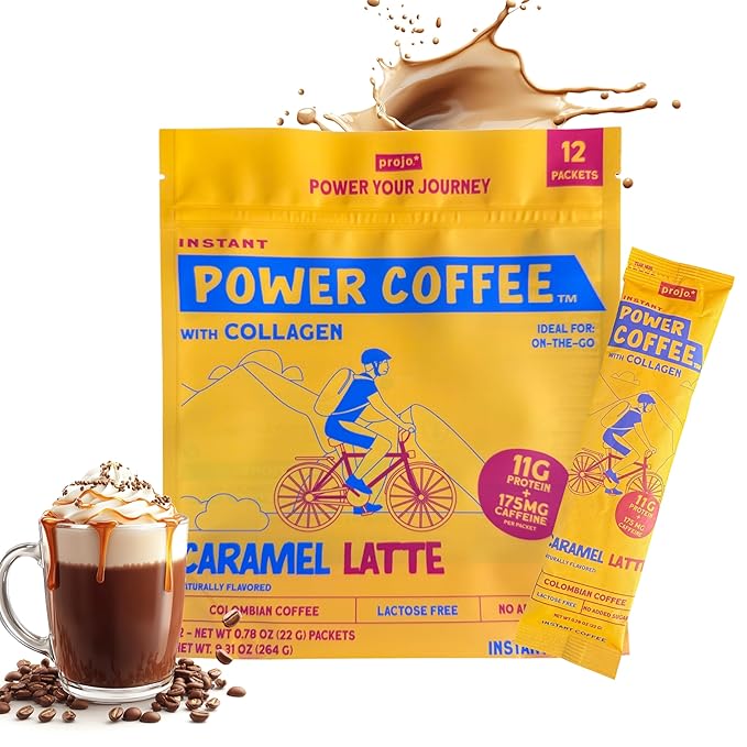 Projo* Power Coffee – Instant Coffee with 11g Protein – Grass-Fed Hydrolyzed Bovine Collagen &