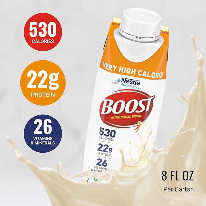 Boost Very High Calorie Vanilla Nutritional Drink ??22g Protein, 530 Nutrient Rich Calories, 8 Fl
