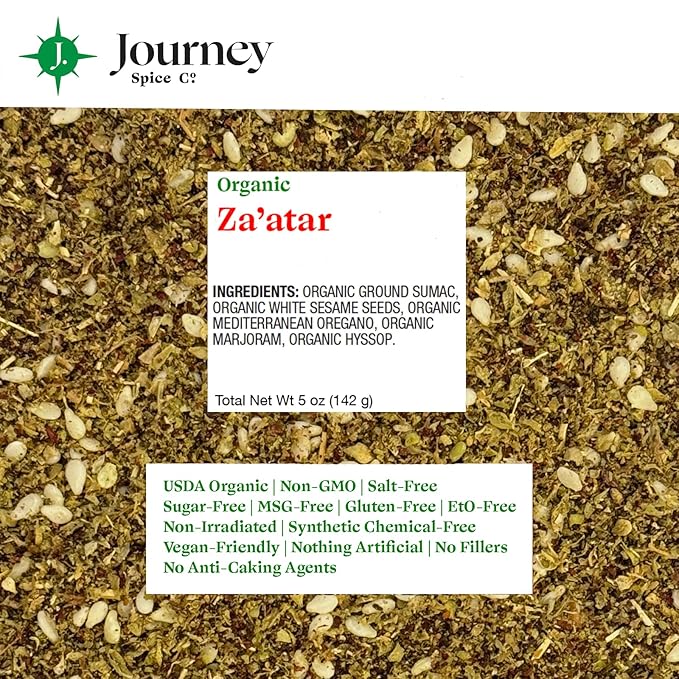 Gourmet Organic Za’atar Spice Blend Gift Set by Journey Spice Co. | Sumac, Sesame Seeds, Oregano