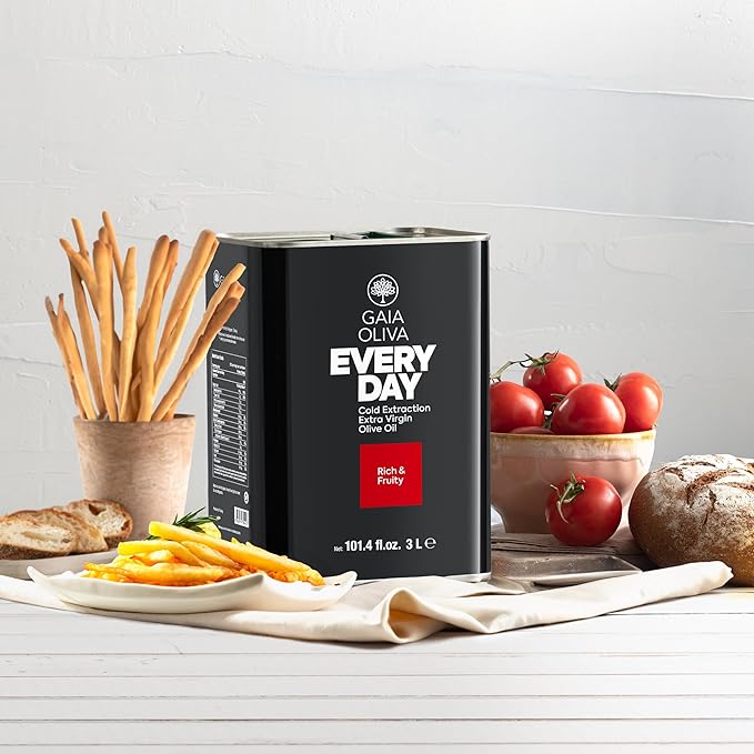 Gaia Oliva Everyday Extra Virgin Olive Oil, Cold Pressed, Single Origin, Kosher, Delicate, Smooth