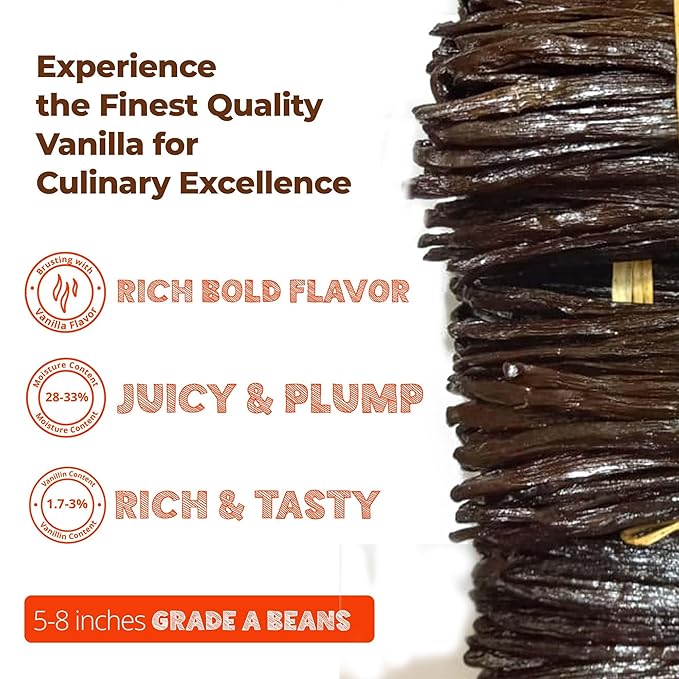 50 Vanilla Beans Grade A+, | Gourmet Whole Vanilla Bean Pods For Making Extract & Baking, Cooking