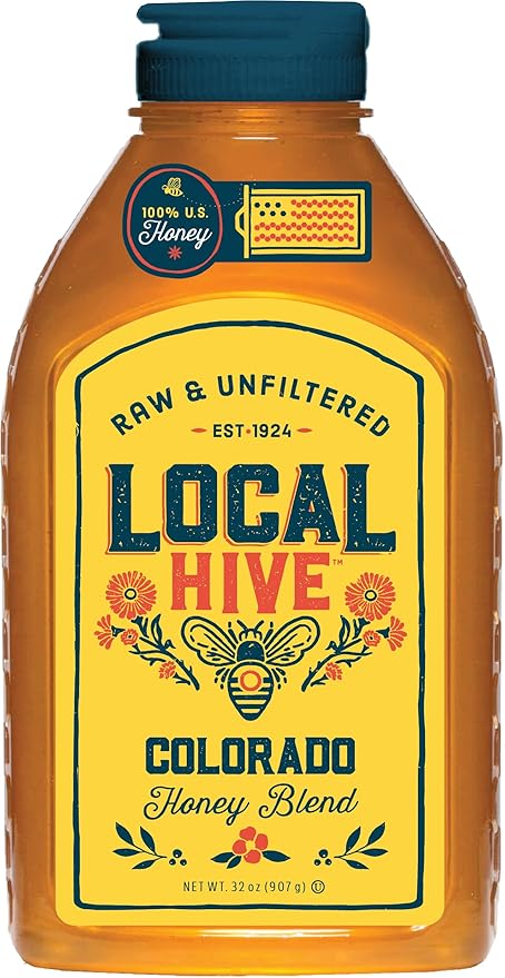 Local Hive Colorado Raw Unfiltered Honey – 32oz, 100% Pure US Honey, Sourced from American Bees and