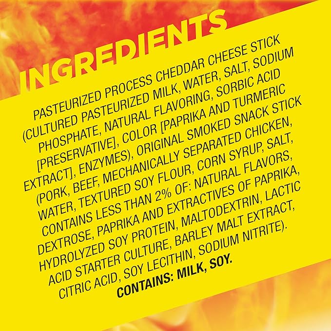 Slim Jim Beef 'N Cheese Smoked Meat Sticks, Original Flavor, 5g Protein Per Serving, Snack Size