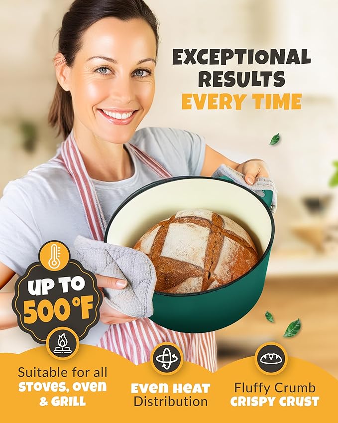 Dutch Oven for Bread Baking - incl. Sourdough Bread-Baking Supplies like Banneton Bread-Proofing