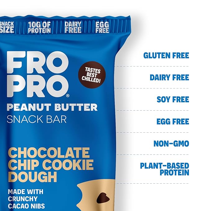FROPRO Plant Protein Snack Bars - Plant Based Protein Bars, All-Natural, Gluten, Dairy, & Soy Free