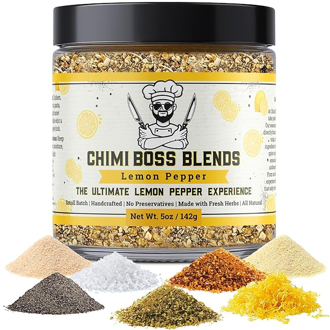 Lemon Pepper Seasoning by Chimi Boss Blends, 5oz ??Bold Zesty Citrus & Cracked Pepper Spice Blend