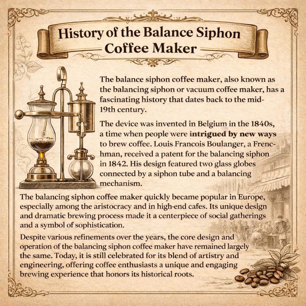 Nispira Belgian Balance Syphon Vacuum Coffee Maker, 500 ml Vintage Gravity Brewing System, Silver