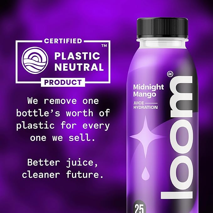 Midnight Mango Juice Drinks by Loom, Low Sugar Juice, Real Fruit, No Added Sugar, 30 Calories