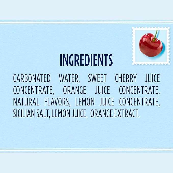 Sanpellegrino CIAO Cherry Sparkling Water, Low-Calorie Italian Sparkling Water with Real Fruit