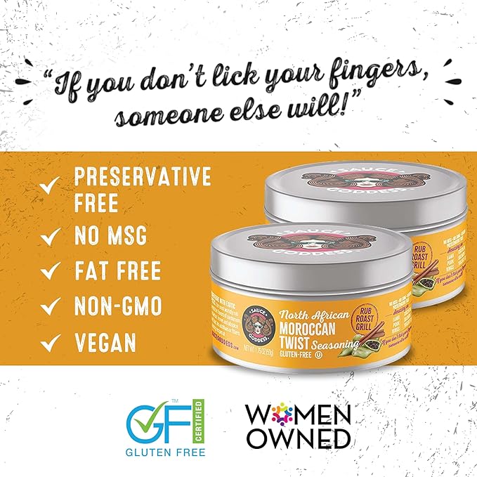 Sauce Goddess - Moroccan Twist Fresh Spice Blend - Vegan, Gluten-Free, No Sugar, Low Sodium