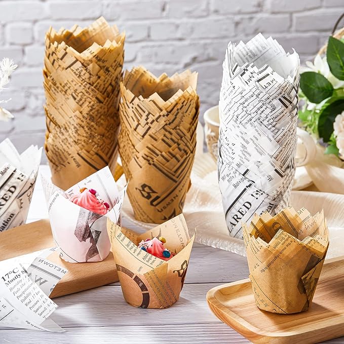 800 Pcs Tulip Cupcake Liners Baking Cups Muffin Baking Cupcake Liners Wrappers Greaseproof Tulip