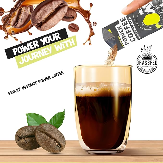 Projo* Power Coffee – Instant Coffee with 10g Protein - Grass-Fed Hydrolyzed Bovine Collagen &