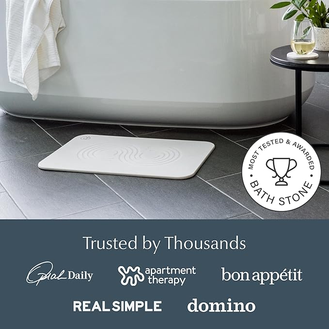 Dorai Home Bath Stone Mat 23.6"x15.4" – Quick-Dry, Non-Slip Diatomite Stone Bath Mat for Bathroom
