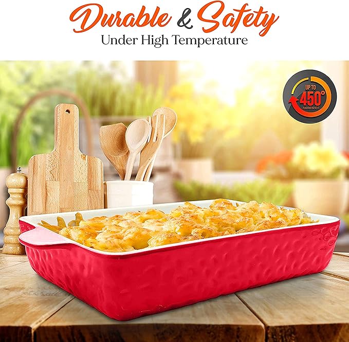 NutriChef 3-Piece Ceramic Casserole Dish for Oven - Premium Lasagna Baking Pans w/ Nonstick Coating