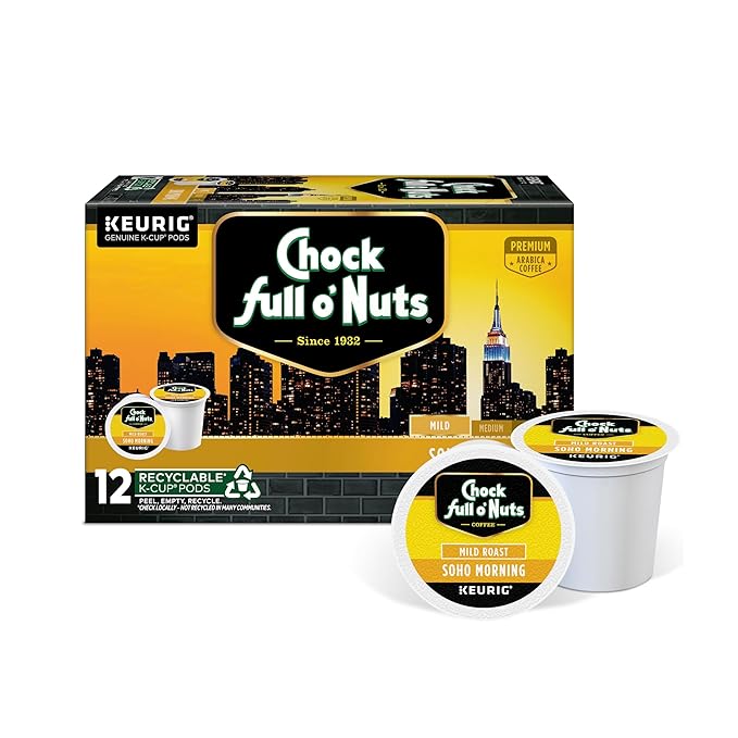 Chock full o’Nuts Soho Morning Keurig K-Cup Pods for Keurig Brewers – Premium Arabica, Mild Roast