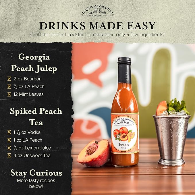 Liquid Alchemist Peach Syrup for Drinks - Real Ingredients Make the Perfect Summer Cocktail or