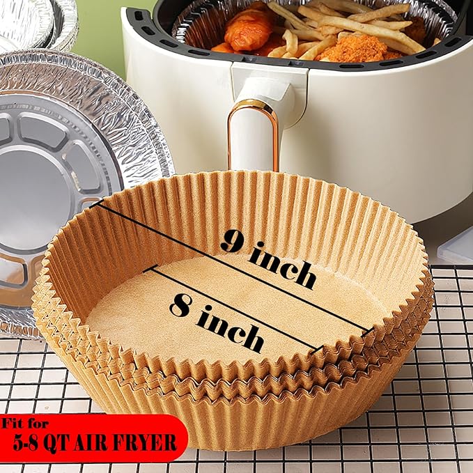 Air Fryer Liners Disposable,200PCS Victoyaw 9 Inch Round Air Fryer Parchment Paper Liners for 5-8QT