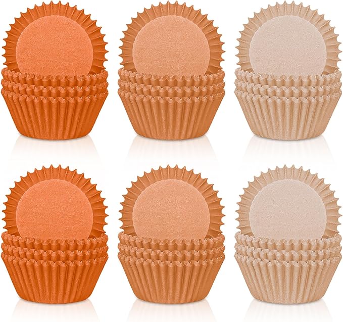 Whaline 600Pcs Terracotta Cupcake Liners Fall Color Orange Baking Cups Gradient Color Cupcake