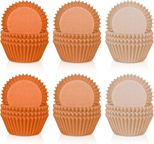 Whaline 600Pcs Terracotta Cupcake Liners Fall Color Orange Baking Cups Gradient Color Cupcake