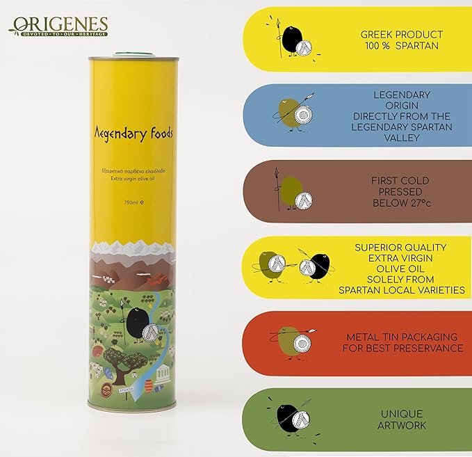 Extra Virgin Olive Oil Tin, Great Taste Cold Pressed, Fruity Flavor, Polyphenol Rich Olive Oil from
