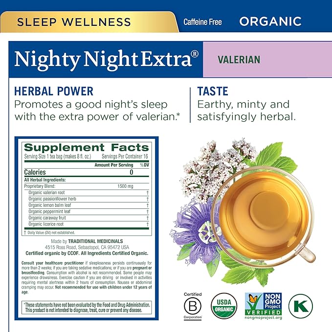 Traditional Medicinals Organic Herbal Tea Variety Pack for Stress and Sleep Support, 6 Flavors