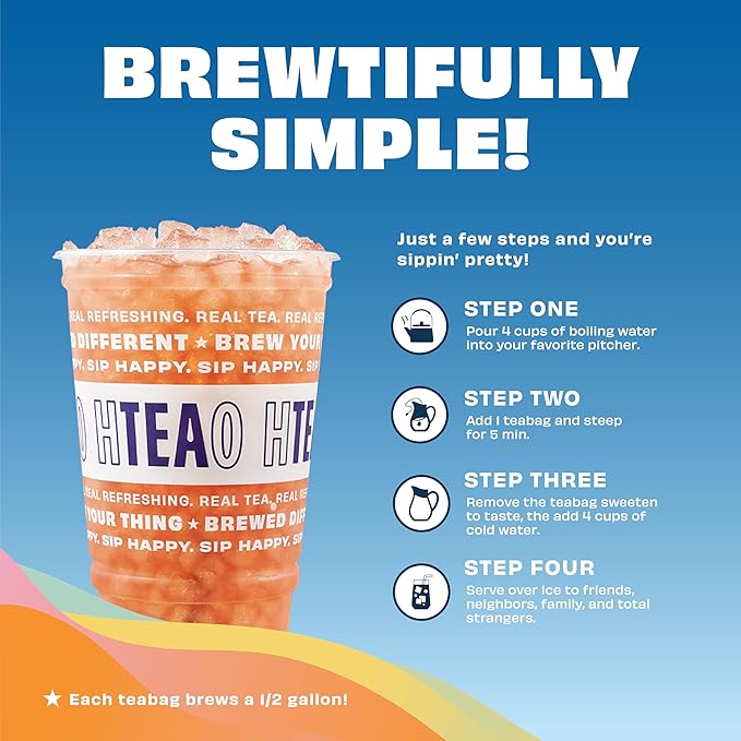 HTeaO Watermelon Black Tea – Texas-Style Flavored Iced Tea Bags for Summer – Instant Ice Tea