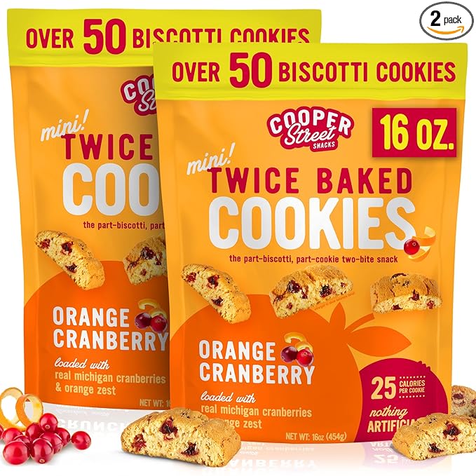 Cooper Street Twice-Baked Orange Cranberry Biscotti Cookies (16 oz - Pack of 2) ??Over 50 Biscotti