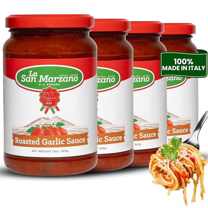La San Marzano Roasted Garlic Sauce, 13 oz, Pasta Sauce Made in Italy, All Purpose Tomato Premium