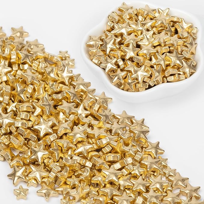 Edible Gold Star Sugar Sprinkles, Mix Size, Candy Star Sprinkle for Cake Decorations and Cupcake