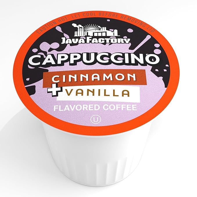 Java Factory Coffee Pods Vanilla Cream and Cinnamon Flavored Coffee for Keurig K Cup Brewers