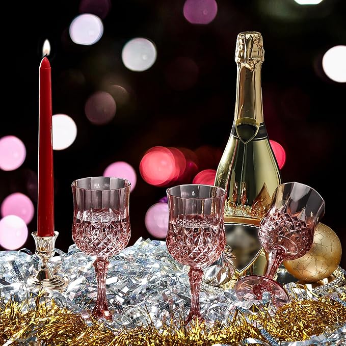 XUWAIDSGN 48 Pcs 7oz Plastic Vintage Wine Glasses Drinking Glasses Unbreakable Wedding Glassware