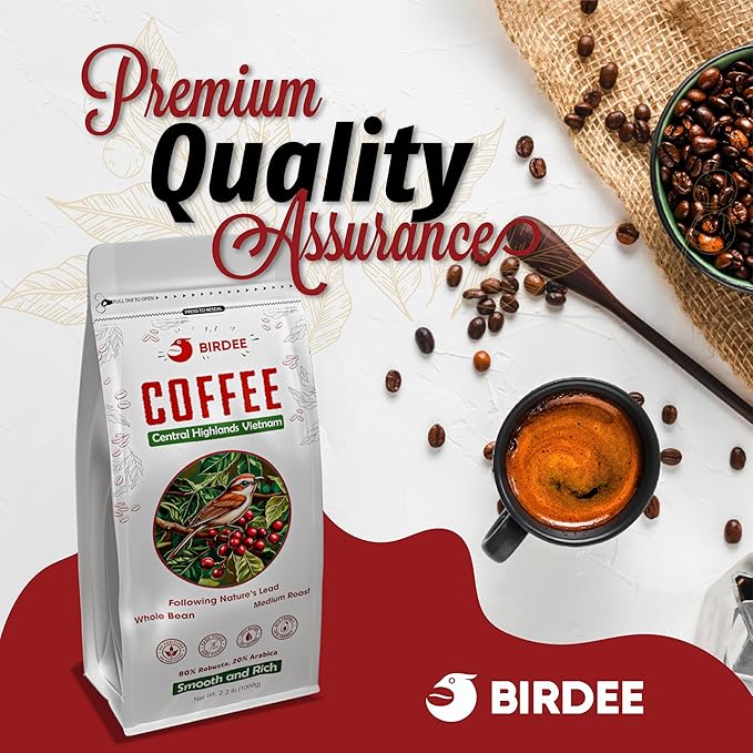 Birdee Vietnamese Coffee ??2.2 LB, Medium Roast Whole Bean, Arabica and Robusta Blend, Hand-Picked