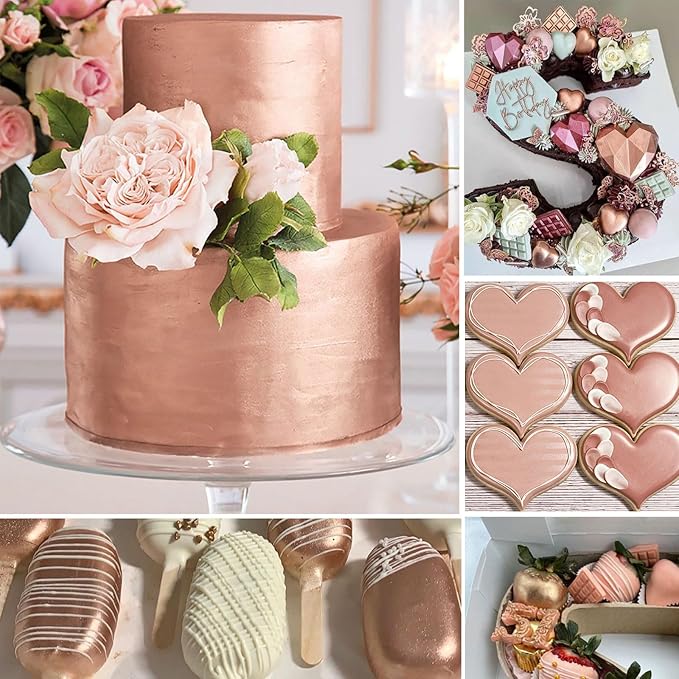Rose Gold Luster Dust Edible Glitter for Cocktails ??10g Colaele Edible Shimmering Dust for