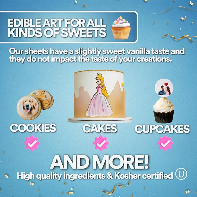paper2eat Frosting Sheets Premium 8.5” x 11” - 12 count - White Edible Icing Sheets