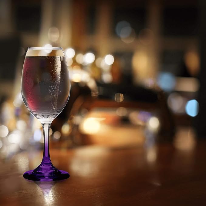 DISCOUNT PROMOS Rioja Wine Glasses with Stem 10 oz. Set of 10, Bulk Pack - Color Bottom, Perfect