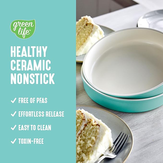 GreenLife 6 Piece Nonstick Bakeware Set, Non-Toxic PFAS-Free Ceramic Oven Pans, Dishwasher & Oven