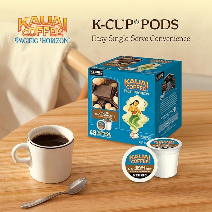 Kauai Coffee K-Cup Pods for Keurig Brewers – Arabica Coffee, 10% Hawaiian – Medium Roast, Savory