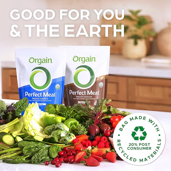 Orgain Perfect Meal, Organic, Vegan Meal Replacement Protein Powder, Chocolate - 25g Plant Based