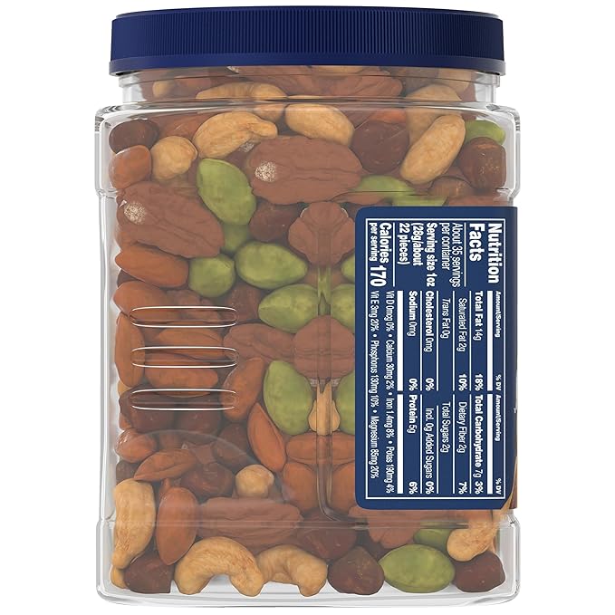 PLANTERS Unsalted Mixed Nuts, Cashews, Almonds, Hazelnuts, Pecans, Pistachios no Shell, Party