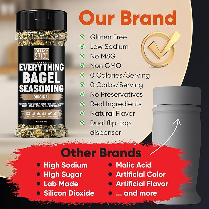 Everything Bagel Seasoning Blend - Gluten Free & Low Sodium Avocado Toast Seasoning. Vegetable