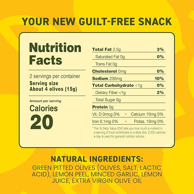 Freestyle Snacks Olive Snack Packs - Single Serve - Fresh Pitted Green Olives, Jumbo-Sized, Grown