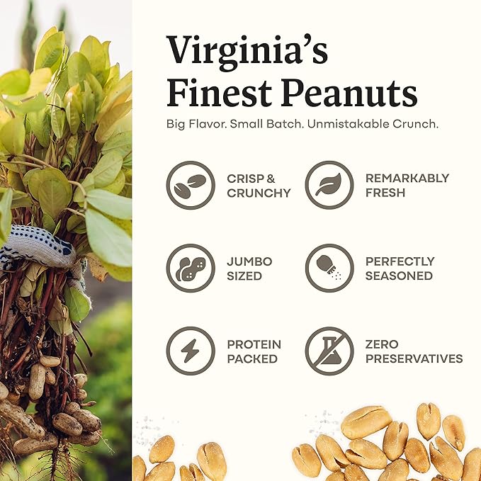 Belmont Peanuts Gourmet Sea-Salted Virginia Peanuts, 25 oz (1 Pack) ??Only 3 Simple Ingredients, No