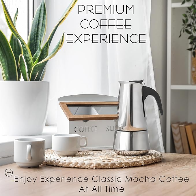 Mixpresso 6 Cup Greca Stovetop Espresso Pot 300ml/10oz, Moka Pot with Coffee Percolator Design