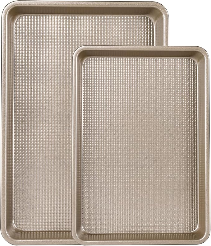 2 Piece Professional Baking Pan Set, Nonstick Bakeware Set, Heavy Duty Thick Cookie Sheets for