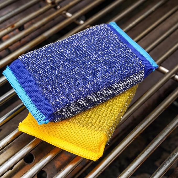 Scrub Daddy BBQ Grill Cleaner Kit - Bristle Free Grill Brush with Refill + Scour Daddy Steel Sponge
