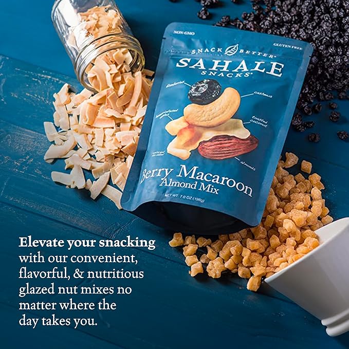 Sahale Snacks Berry Macaroon Almond Trail Mix, 1.5 oz Grab & Go Bag (18 Pack) - Dry-Roasted Deluxe